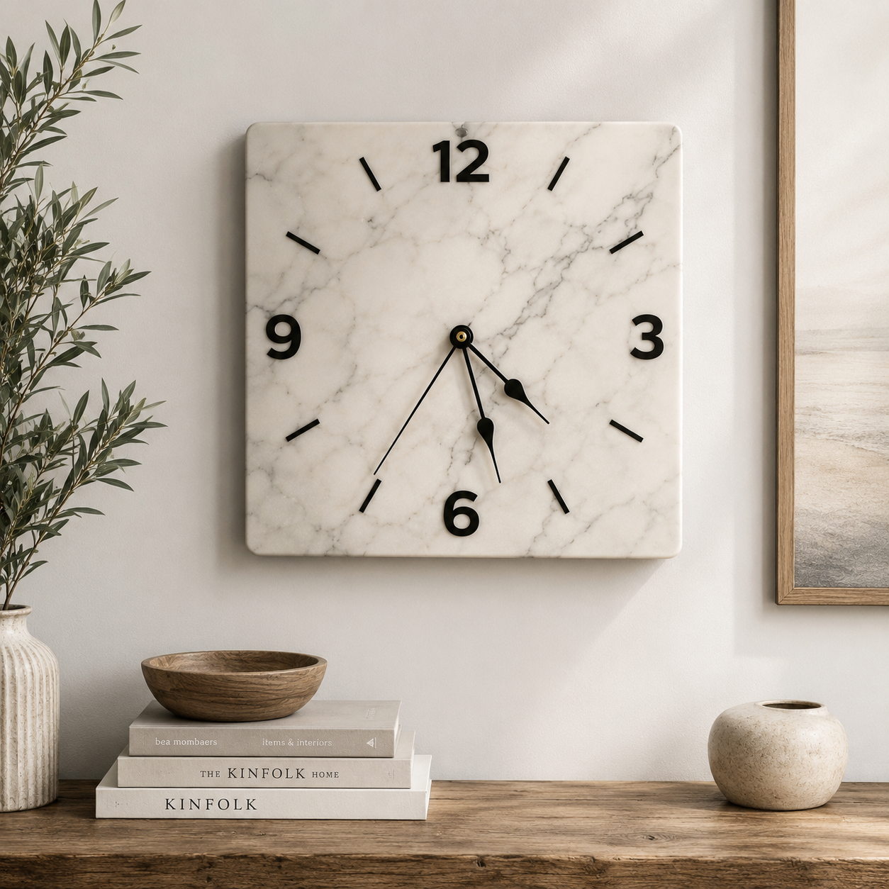 Modern Marble Square Wall Clock | Silent Quartz Home Decor