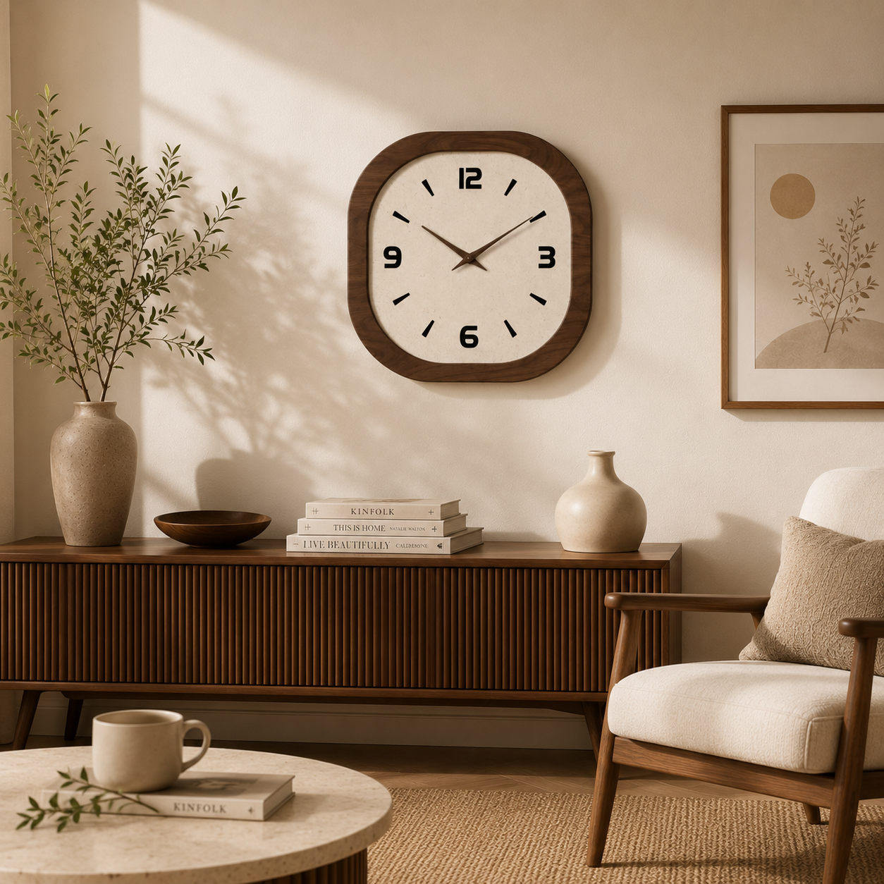Modern Square Wooden Wall Clock – Silent Minimalist Home Decor