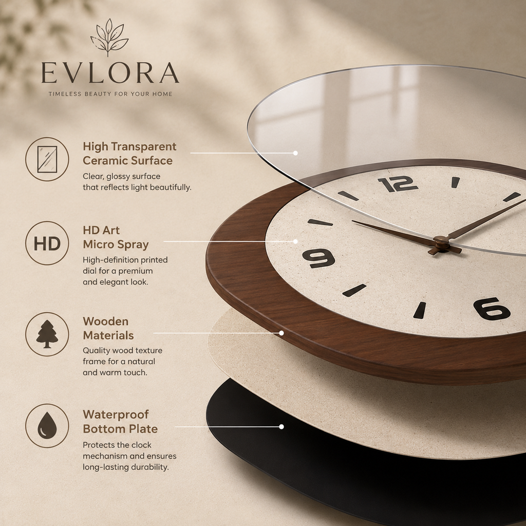 Modern Square Wooden Wall Clock – Silent Minimalist Home Decor
