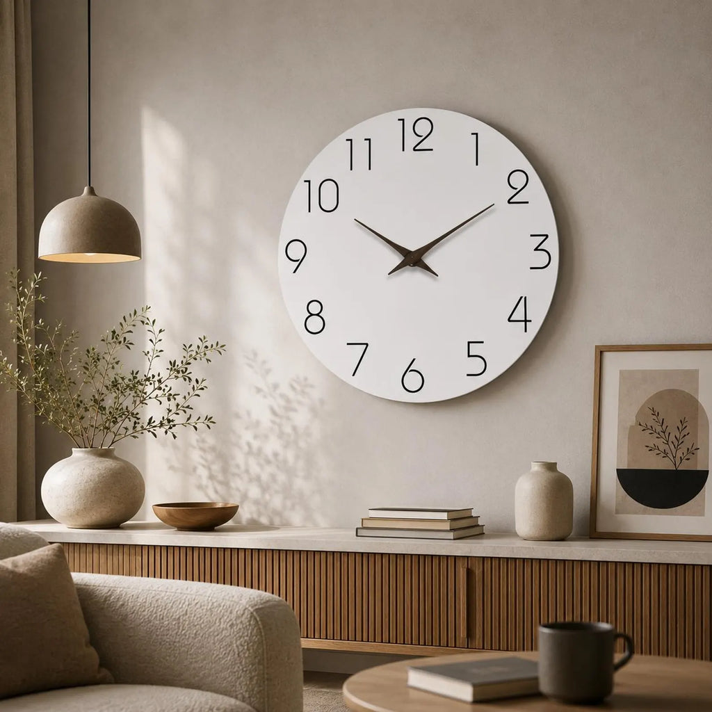 Minimalist Silent Wall Clock – Modern Round Decorative Clock for Living Room, Bedroom & Office