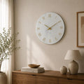 Minimalist Marble Wall Clock | Silent Gold Roman Numerals