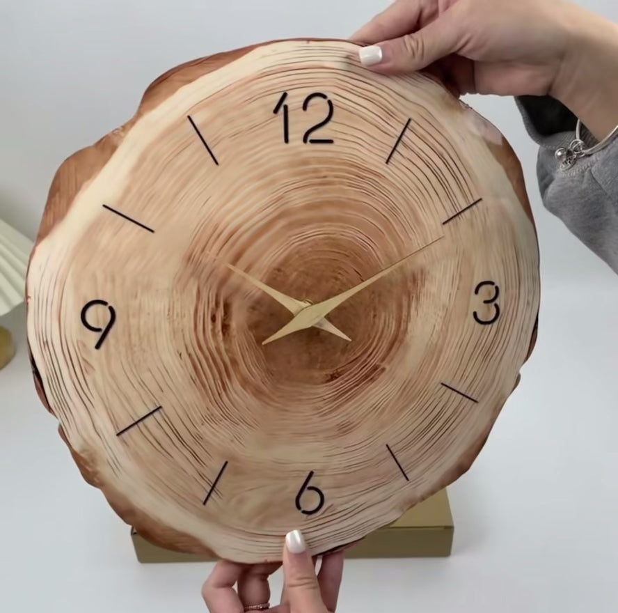 Natural Wood Slice Wall Clock – Rustic Farmhouse Wall Decor