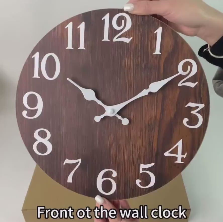 Rustic Wooden Wall Clock – Silent Farmhouse Decorative Clock